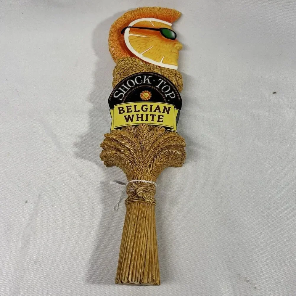 Shock Top Pub Tap Handle Belgian White Beer Breweriana 12” Orange Mohawk